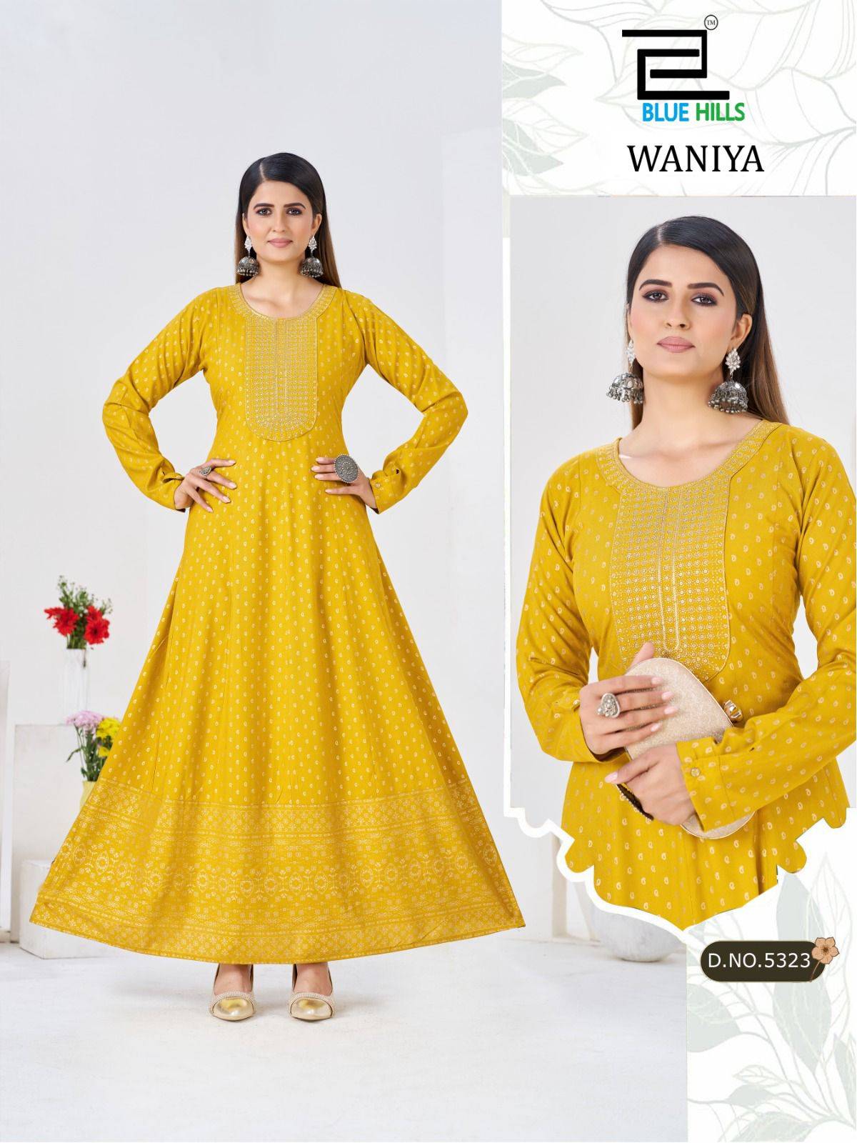 Waniya By BLUE HULLS 5323 To 5328 Series Designer Stylish Fancy Colorful Beautiful Party Wear & Ethnic Wear Collection Rayon 14kg Gown At Wholesale Price